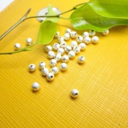 DUMAN 100pcs Spacer Beads Findings Stardust Silver Plated Base Round 6mm for Jewelry Making