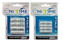 Yuasa EniTime 4-Pack AA and 4-Pack AAA NiMH Pre-Charged Rechargeable Batteries (Free Battery Cases)