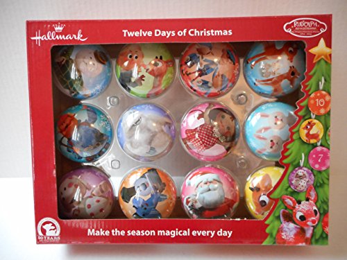 Hallmark 50th Anniversary Rudolph the Red Nosed Reindeer 12 Days of Christmas Advent Ornament Set of 12