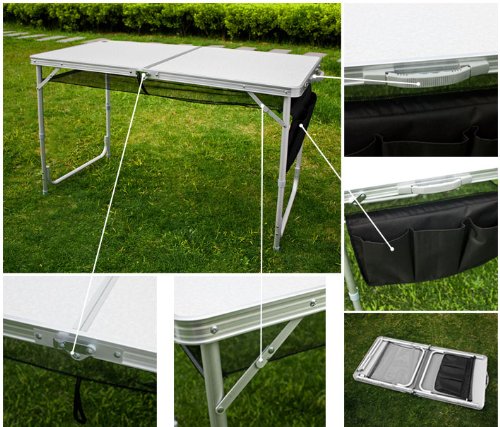 Table pliable de camping, table pour pique-nique, grillade/calcination et jardin, Buffet traiteur 8812-D