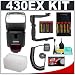 Canon 430ex Speedlite Flash + 8 Batteries & Charger + Sto-fen Omni-bounce Diffuser + Cord + Stroboframe 350 Bracket For Canon Rebel Xs, Xsi, Xt, Xti, Eos 1d, 5d, 30d, 40d & 50d Eos Digital Slr Cameras