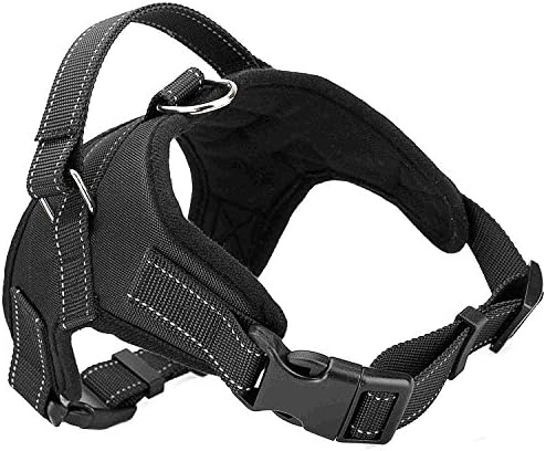 Best Dog Harness with Reflective Material Keeps Your Pet Safe While Walking and Car Rides, Instructional Guide on Product Tips, Use and FAQs Included by Roughtail Pet Supplies, Size Large, Color Black