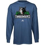 adidas Minnesota Timberwolves Blue Full Primary Logo Long Sleeve T-shirt