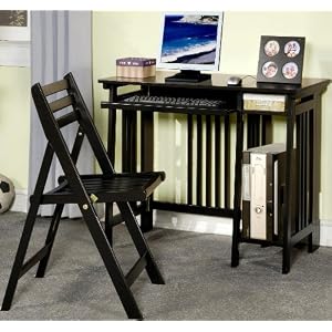 Ashland Rich Black Computer Desk with Chair (2 Piece) Set
