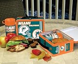 MIAMI DOLPHINS Team Logo Tin Metal LUNCH BOX & THERMOS (7" x 8 1/2" x 4") by Memory Company
