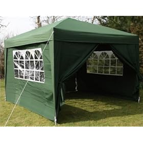 3x3mtr Green Pop Up Gazebo, FULLY WATERPROOF, INCLUDES WindBar and Four Sides and Bag Included.