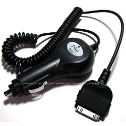 Premium iPod Touch, iPhone, iPod Video, iPod Nano, iPod Classic Car Charger w/ Blue indicator light - Black