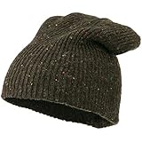 Wool Color Speckled Long Beanie - Brown