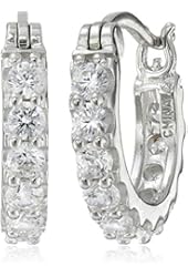 Platinum-Plated Sterling Silver Cubic Zirconia Hoop Earrings (5.6 cttw)