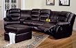 Sectional Sofa in Black Top Grain Leather / Vinyl