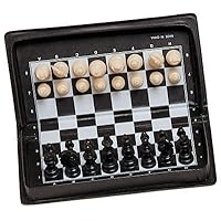 Black and Cream Plastic Magnetic Folding Travel Chess Set