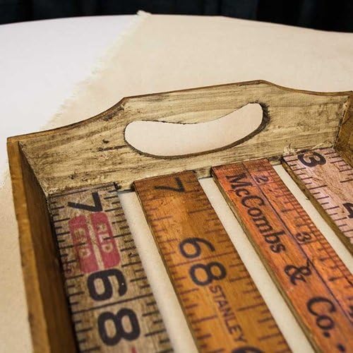 Rustic Wood Yardstick Ruler Serving Tray with Handles, 11.50 x 17.75 inches