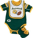 Green Bay Packers Newborn Creeper, Bib and Bootie Set - 6-9 months