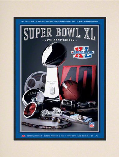 Matted 10.5 x 14 Super Bowl XL Program Print | Details: 2006, Steelers vs Seahawks