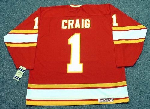 JIM CRAIG Atlanta Flames 1980 CCM Vintage Throwback Away NHL Hockey Jersey, LARGE