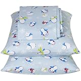 - Blue Penguin Flannel Sheet Set - Twin