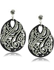 Tarina Tarantino "Nouveau Deco" Swarovski Crystal Post Georgian Carved Earrings
