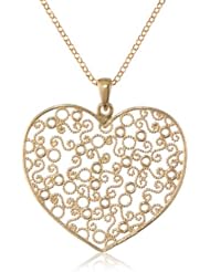 Sterling Silver Italian Plated Cutout Heart Pendant Necklace, 18"