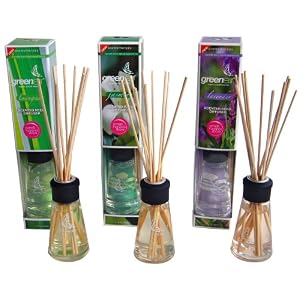 Greenair Earth Friendly Aromatherapy Reed Diffusers, 2.7-Ounce Containers, Set Of 3 Assorted Scents (lavender, Jasmine And Lemongrass)