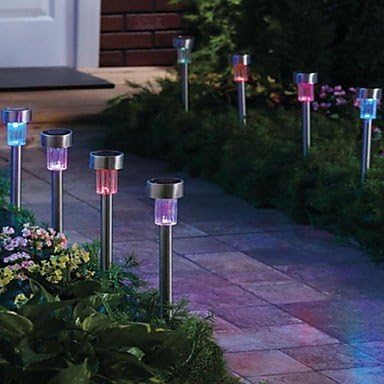 zhou you Pack of 8 Color Changing Solar Powered LED Rechargeable Stainless Steel Garden Lawn Light