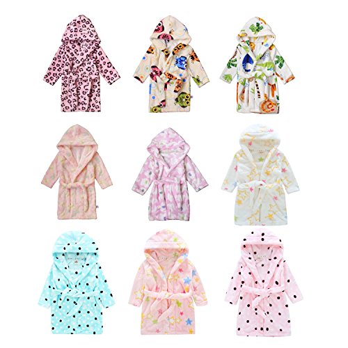 Toddlers/kids Hooded Terry Robe Fleece Bathrobe Children's Pajamas Sleepwear
