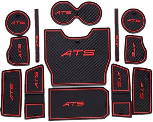 Amonster Non-Slip Interior Door/Cup Mats for Cadillac ATS 2014 Silicone Mat Kits Anti-dust (Red Line)
