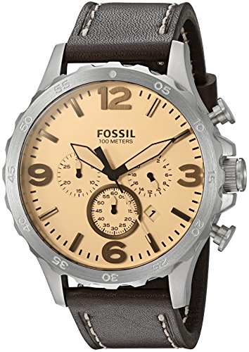 Fossil Men's JR1512 Nate Chronograph Dark Brown Leather Watch