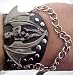 Black Leather Winged Skeleton Wristband Goth Biker