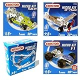Erector Car, Bi-Plane, Racer, and Helicopter Micro Kits Bundle