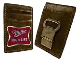 Miller High Life Bottle Opener Alcohol Beer Money Clip - Brown Leather Logo Wallet