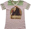 BOB MARLEY - Wailers - Cream / Moss Vintage Women's / Girls Football Style T-shirt (Girlie / Babydoll)