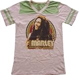 BOB MARLEY - Wailers - Cream / Moss Vintage Women's / Girls Football Style T-shirt (Girlie / Babydoll)