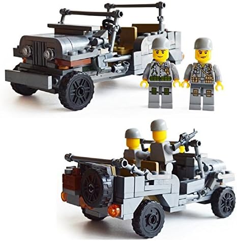 WW2 Military Jeep + 2 Soldier Mini-figures + Weapons