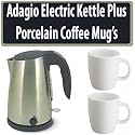 Adagio Teas 3 UtiliTEA Variable + Two White Porcelain Coffee Mugs