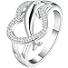 BOHG Jewelry Womens 925 Sterling Silver Plated Heart Dolphin Cute Eternity Ring Love Promise Wedding Band Size 8