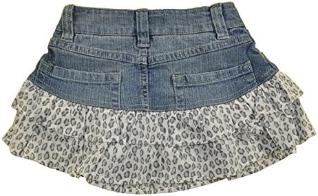 U Glow Girl Little Girls Denim Blue Skort W/Cheatah Print & Light Up Key Chain