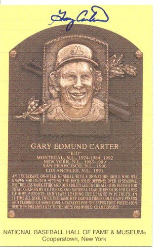 Gary Carter Autographed/Hand Signed Hall Of Fame Gold Plaque
