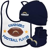 NFL Infant/Toddler Boys' San Diego Chargers Cap, Bootie, Bib Set(Team Color, 6M)