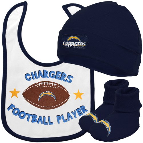NFL Infant/Toddler Boys' San Diego Chargers  Cap, Bootie, Bib Set(Team Color, 6M)