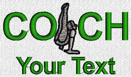 Personalized custom embroidered female gymnastics COACH design on ladies t shirt