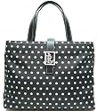 Lauren by Ralph Lauren Polk-a-dot Handbag in Black / White with Leather Trim