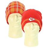 Kansas City Chiefs Reversible Winter Knit Hat - Solid Red / Plaid