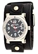 Nemesis #LBB073K Men's Stainless Steel Wide Cuff Band Anlalog Black Dial Watch