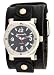 Nemesis #LBB073K Men's Stainless Steel Wide Cuff Band Anlalog Black Dial Watch
