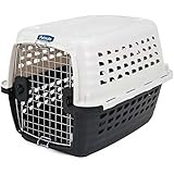 Petmate 41031 Compass Plastic Pets Kennel with Chrome Door, Metallic White/Black