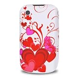 White with Red Heart Soft Silicone Skin Gel Cover Case for Blackberry Curve 8520