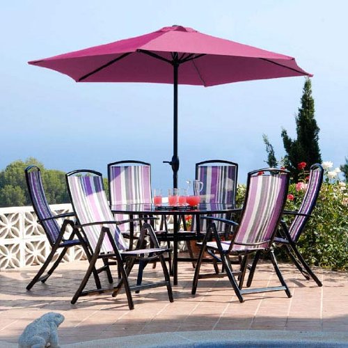 Metal Outdoor Antigua 1.5m 6pc Garden Patio Set Purple