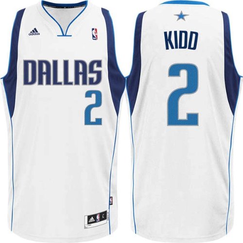 Men's Jason Kidd #2 Dallas Mavericks NBA Swingman Basketball Jersey by Adidas (White-Navy)(Size=MEDIUM)