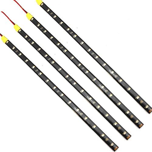 Alued 12" 30cm 15 SMD LED Car Flexible Waterproof Light Strip 12v (Pack of 4) (Yellow-4pcs)