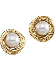 Pair of 14K Yellow Gold Pearl Earrings -- LIFETIME WARRANTY